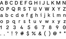 Nearly full alphabet of the Ceramic Font in medium weight, average low vision strategies.